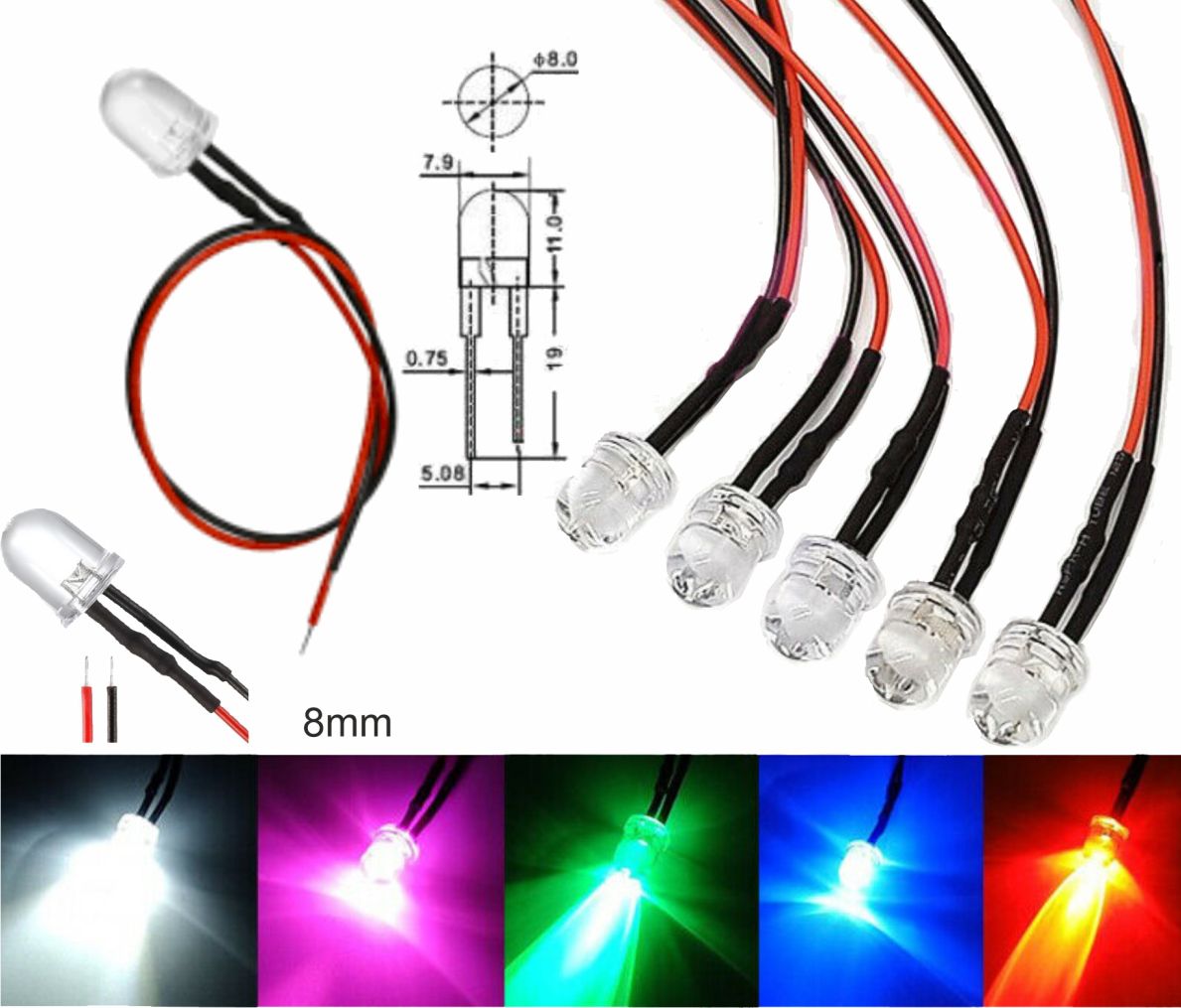 Led Cableado 8mm